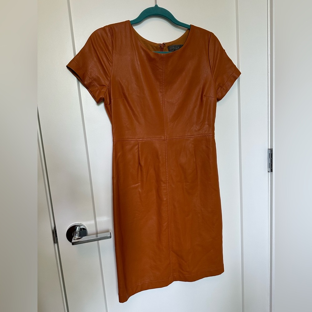 Vegan leather tan dress never worn! - Anthropologie size 4petite